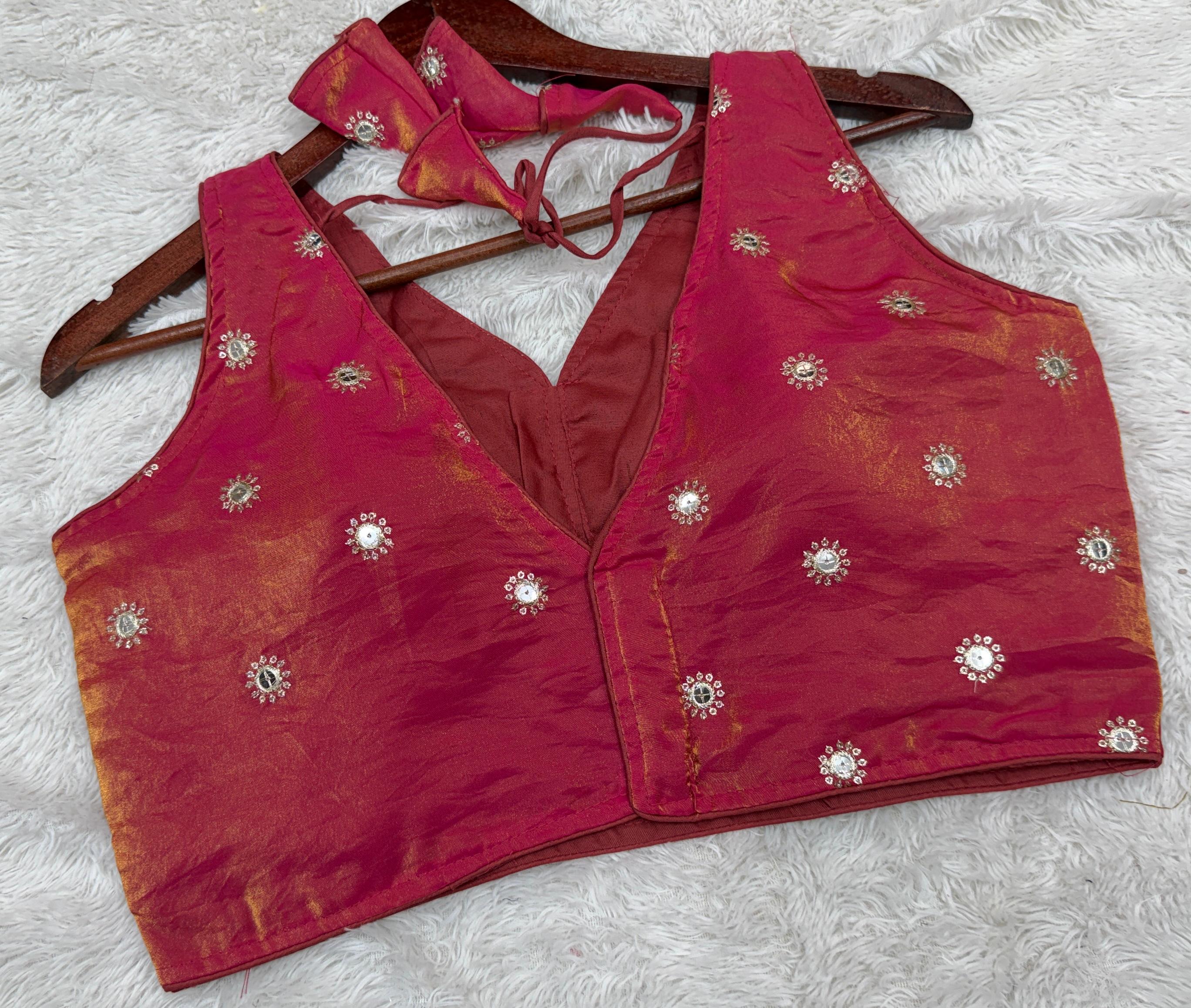 Guddiya Collection - Pink Mirror Work Blouse